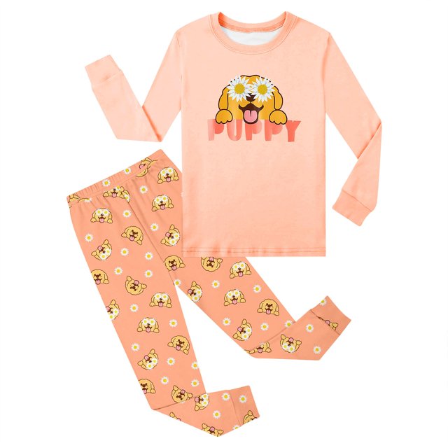 Little Girl Pajamas Set Cartoon Crewneck Soft Comfort Spring Fall Pajamas Pajamas Girls 4T 5T