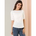 thumbnail image 2 of INSPIRE CHIC Women's Puff Shoulder Round Neck Collarless Ruffle Keyhole Back Blouse, 2 of 6
