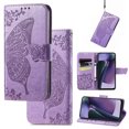 thumbnail image 1 of Feishell Wallet Case for Motorola Moto G Power 5G 2024,Butterfly & Flower Embossed PU Leather TPU Inner Shell Magnetic Flip Stand Card Slots Shockproof Protective Phone Cover,Lightpurple, 1 of 5