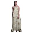thumbnail image 1 of Bimba Rose Pâle2 Robe Longue Maxi à Imprimé Floral d'Oiseaux et de Magnolia pour Femmes, Nuisette en Rayonne à Bretelles Spaghetti, Vêtement de Nuit pour Dames XXX-Large, 1 of 5