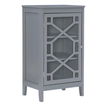 Linon Betty Petite Armoire en Bois avec Porte à Panneau de Verre et 3 Tablettes, Gris