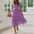 thumbnail image 4 of Penkiiy Mode Femmes Été Décontracté-Col Imprimé Manches Courtes Robe Ample S Violet, 4 of 7