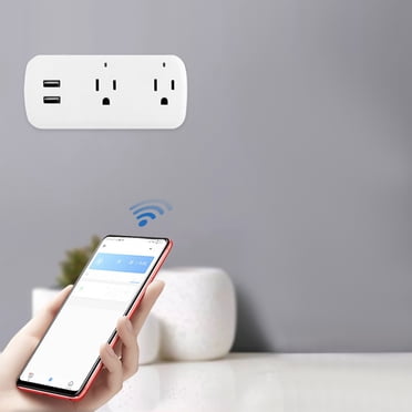 Dvkptbk Smart Plug Prise WiFi avec Télécommande et Fonction Minuterie Fonctionne avec & Assistant 16A Smart Socket 2 Prises Aucun Hub Requis Wi-Fi 2.4G Seulement Smart Socket en Liquidation