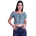 thumbnail image 1 of Moomaya Printed Viscose Crop Top Short Sleeve Zipper Tunic Womens Summer Tops, 1 of 4