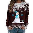 thumbnail image 1 of Femmes Pulls- Pull- Épaule Drop Col Rond Manches Longues Noël Tricot Sweat-Shirts Floraux Décontractés Tops pour Automne/printemps/hiver Rouge L, 1 of 6