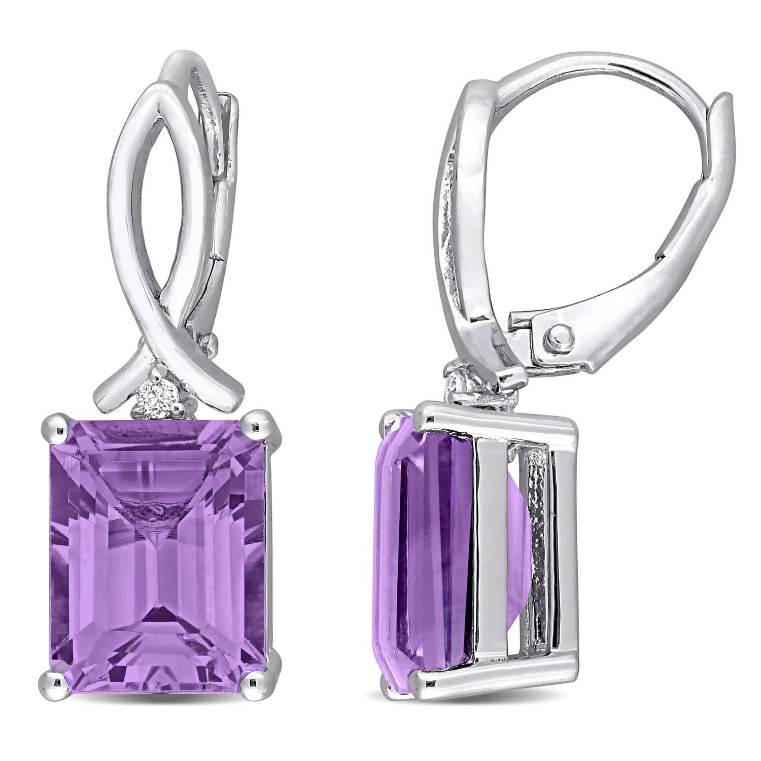Boucles d’oreilles pendantes Miabella avec 6-1/2 CT PBT d’améthyste et topaze blanche en argent sterling
