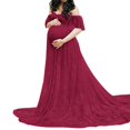 thumbnail image 1 of Vedolay Robe de Maternité Été Robe de Maternité Sans Bretelles Froncée Maxi Tube avec Poches Rose m, 1 of 4