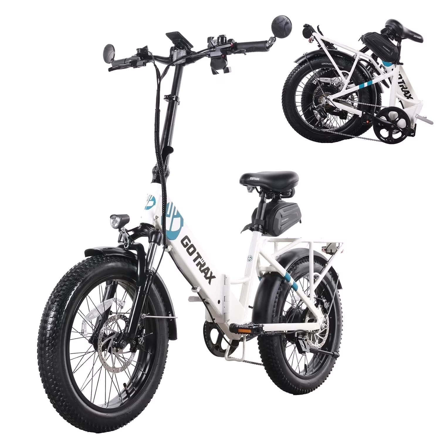 Gotrax R2V2 20" Foldable Electric Bike, 500W Motor, 32 KPH Top Speed, 64 KM Range, 3.0" Fat Tires, Commuter eBike, White