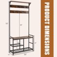 thumbnail image 3 of Costway 3-in-1 Coat Rack Industrial Hall Tree Shoe Bench Entryway Storage Shelf with Hooks, 3 of 10