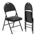 thumbnail image 1 of Costway 2 PCS Folding Padded Party Chairs with Metal Frame PVC Leather Stackable Chairs, 1 of 6