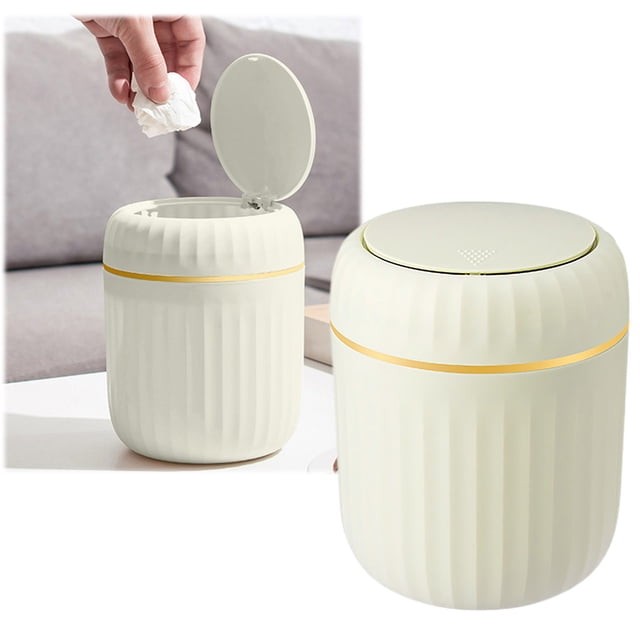 ZTTD Mini Desktop Trash Can, Press-Type Countertop Wastebasket with Lid, Small Plastic Garbage Can for Bathroom Bedroom Living Room Dressing Table(Green)