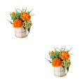 thumbnail image 4 of mmirethe Fake Peony Silk Hydrangea Flower Realistic Appearance Artificial Flowers With Vase Simulation Flower Set Low Maintenance Pinellia orange 2Set, 4 of 6