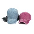 thumbnail image 3 of Unisex Casual Denim Hole Splice Hat Adjustable Washed Baseball Cap, 3 of 3