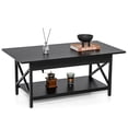 thumbnail image 1 of Gymax Coffee Table Industrial 2-Tier w/ Storage Shelf &Storage Shelf for Living Room Black, 1 of 10
