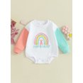 thumbnail image 2 of Honganda Easter Baby Romper Contrast Color Long Sleeve Letter Embroidery Bodysuit Playsuit, 2 of 9