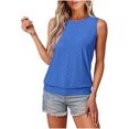 thumbnail image 1 of Liquidation! Hauts Grande Taille pour Femmes, Blouse à Manches Courtes d'Été pour Femmes, Haut Décontracté Ample Sans Manches à Col Rond, 1 of 5
