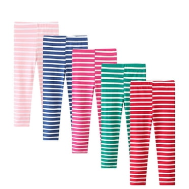2-7Y Girls Stripe Leggings Stretchy Full Ankle Length Pants Soft Youth Cotton Footless Pants for Toddler Kids