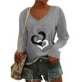 thumbnail image 2 of CEHVOM T-Shirt à Manches Longues à Col en V Imprimé Décontracté pour Femmes, Chandail, Hauts, Liquidation, 2 of 4