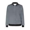 thumbnail image 4 of Womens Fashion Jacket Casual Stand Collar Zip Up Lightweight Coat Fall Color Block Jackets with Pockets Gray S, 4 of 5