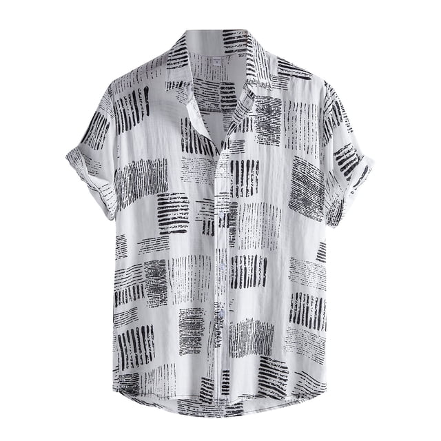 Kcodviy Chemise Courte Décontractée pour Homme à Rayures Imprimées, Manches Courtes, Boutonnée, Col Rabattu, Blouse Courte Dragon pour Homme, Vêtement, Chemise Type B