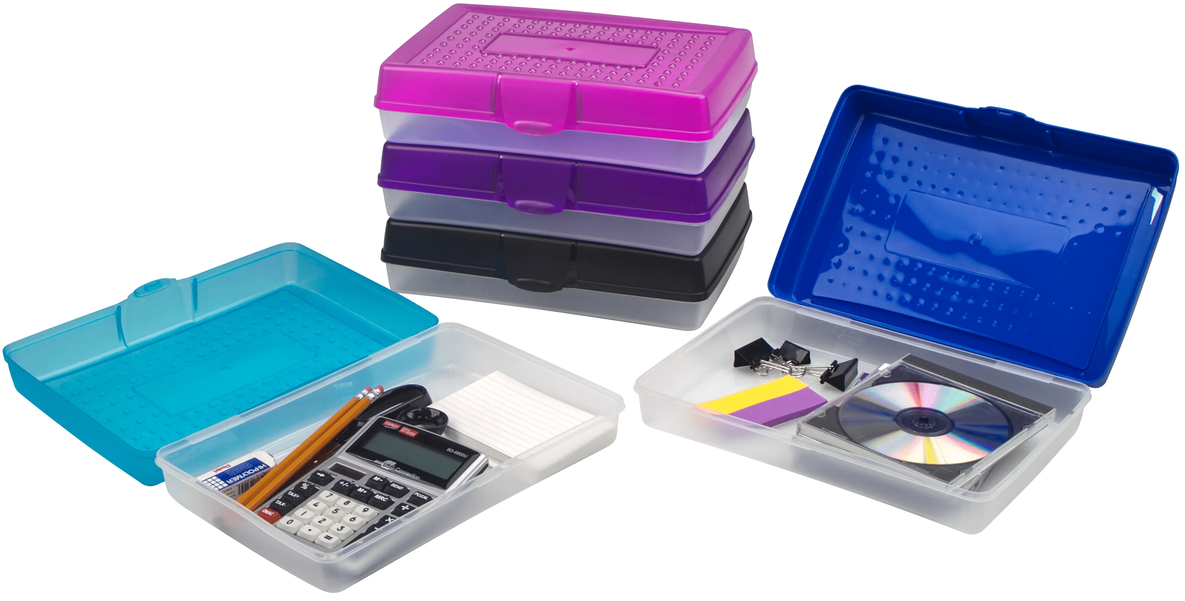 Storex Standard Plastic Pencil Box for Elementary School, 8.4 x 5.6 2.5 in, Clear, 1 Count