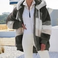 thumbnail image 2 of FAIWAD Women's Full Zip Fuzzy Fleece Hooded Coat Color Block Drawstring Fall Winter Warm Coat with Pockets, 2 of 5
