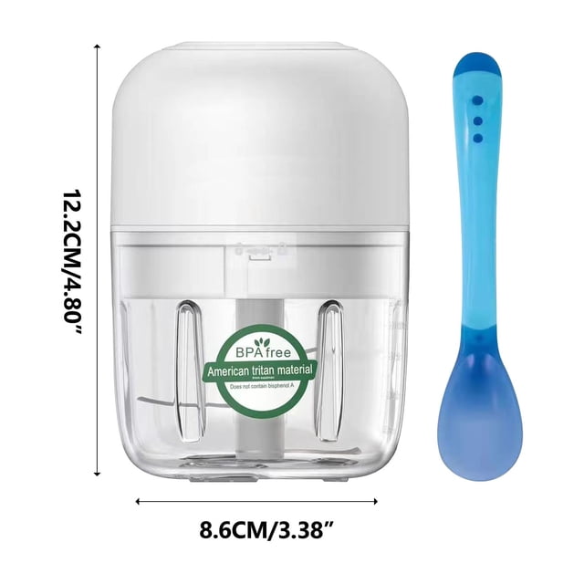 Mini Food Processor for Garlic and Baby Food Processing – Rechargeable, Portable, Dishwasher-Safe with Charging Cable and Spoon
