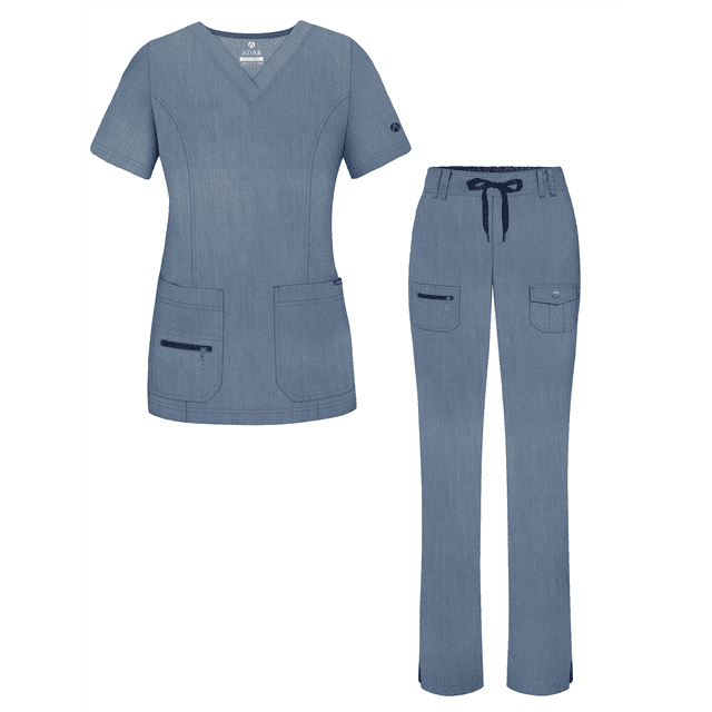 Adar Pro Heather Breakthrough Plus Ensemble de Sarrau pour Femmes - Haut à Col en V Amélioré et Pantalon à Multiples Poches