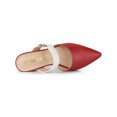 thumbnail image 4 of BLISSFUL STEP Women's Pointy Toe Block Heel Dress Mules Pumps Red White 10, 4 of 7