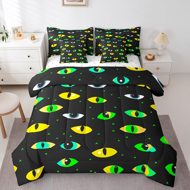 YST Halloween Theme 7-Piece King Size Comforter Set Bed in a Bag with Sheets, Polyester