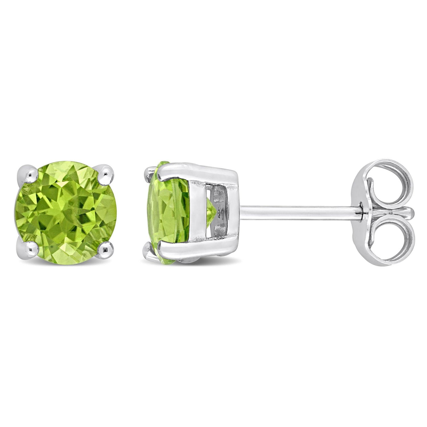 Miabella Peridot Solitaire Stud Earrings in Sterling Silver