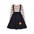 thumbnail image 1 of 2 Pieces Set Girls T-Shirt Suspender Skirt Halloween Pumpkin Pattern 4 Years, 1 of 5