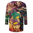 thumbnail image 4 of Vêtements de Carnaval pour Femmes, T-Shirts de Croisière de Carnaval pour Femmes, Masque Pailleté Graphique Vêtements de Mardi Gras Femmes Grande Taille, Mode T-Shirts à Col Rond à Manches 3/4 Imprimés Masque de Carnaval pour Femmes Hauts de Carnaval, 4 of 5