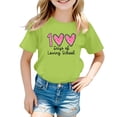 thumbnail image 1 of LUOGENLI T-Shirt pour Filles Enfants Mode Décontractée Imprimé Col Rond Ample Manches Courtes T-Shirt Haut Chemises d'Été pour Filles 2025 Vert Clair 3-4 Ans, 1 of 4