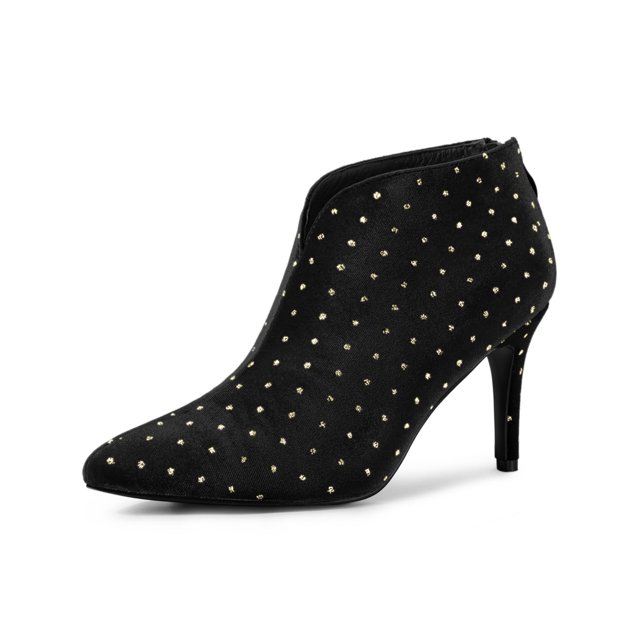 Unique Bargains Bottines à Talon Aiguille pour Femme à Bout Pointu avec Découpe en V