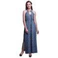 thumbnail image 1 of Bimba Shibori Ladies Crew Neck Waist String Print Maxi Dress with Side Slits Summer Wear-XXX-Large, 1 of 6