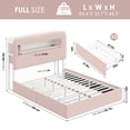 thumbnail image 2 of Homfa Full Size Velvet Upholstered Bed with LED Lights & 2 Drawers, Storage Headboard Platform Bed Frame with USB Ports & Outlets, Pink, 2 of 8