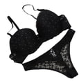 thumbnail image 1 of Women Lace Drill Bra Set Push Up Underwear Set Bra and Thong Set, 1 of 3