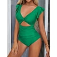 thumbnail image 2 of Charmo Ruffled One Piece Swimsuit for Women High Cut Bathing Suits Backless Monokini Swimwear, 2 of 6