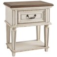 thumbnail image 1 of Ashley Realyn 1 Drawer Nightstand in Chipped White and Brown, 1 of 9