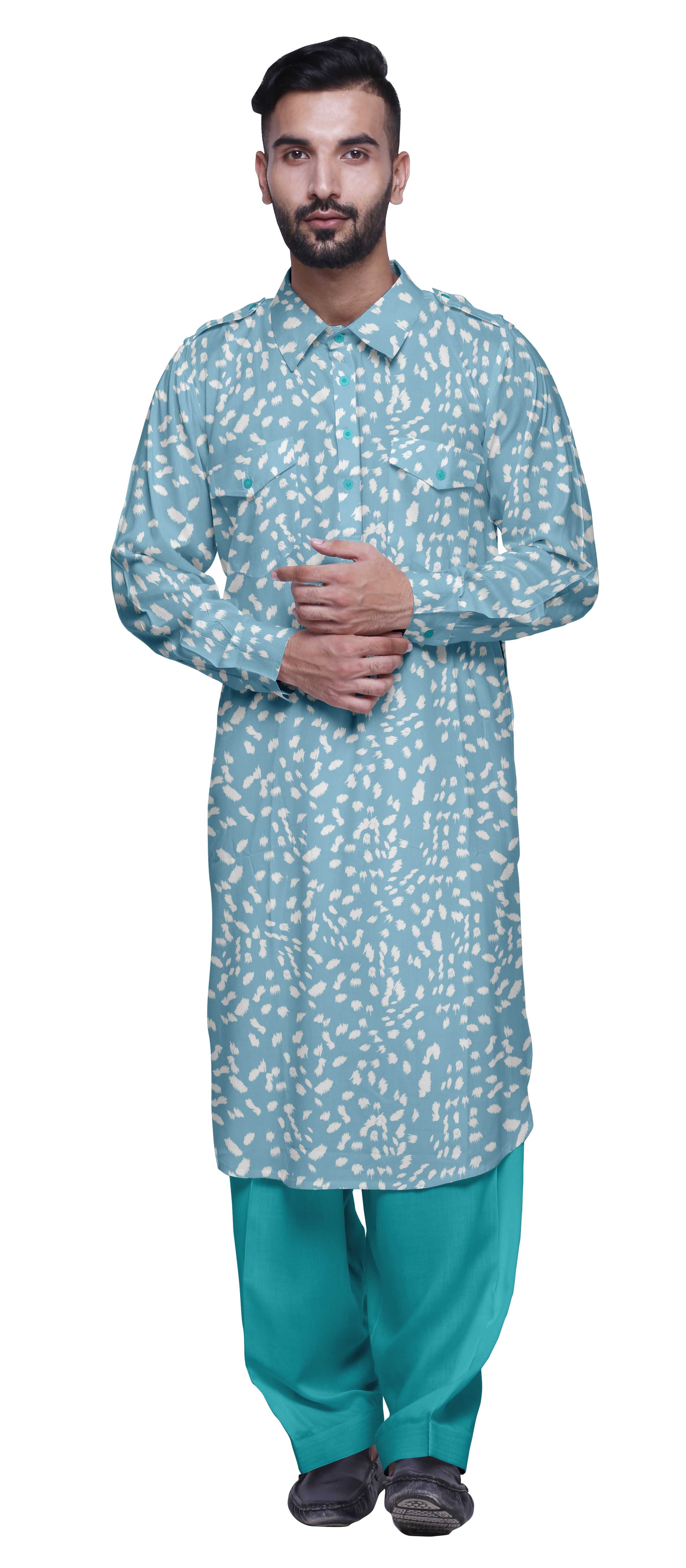 Atasi Classic Collar Long Sleeve Mens Pathani Kurta Salwar Wedding Kurta Set