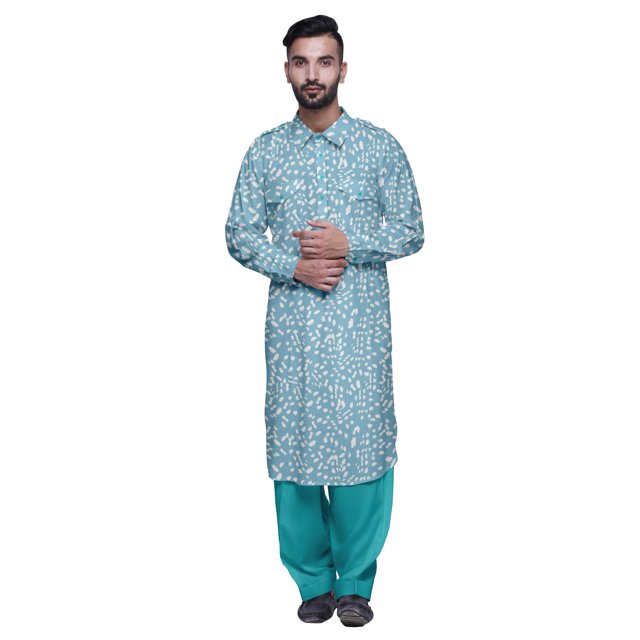 Atasi Kurta Pathani pour Hommes à Col Classique à Manches Longues Salwar Ensemble de Kurta de Mariage