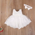 thumbnail image 2 of 2 Pcs Robe pour Nouveau-Née Fille en Dentelle, Robe Tutu de Princesse, Robe de Fête d'Anniversaire et de Vacances + Bandeau, Ensembles 0-24 m, 2 of 5