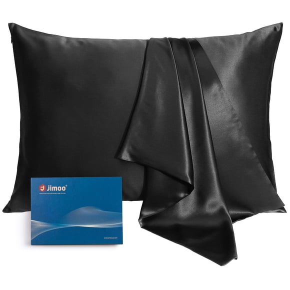 Natural Silk Pillowcase for Hair and Skin with Hidden Zipper, 22 Momme, 600 Thread count 100% Mulberry Silk Pillowcase, Soft Smooth Both Sided Silk Pillow cover(Black, Queen 20A30,1pc)