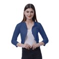 thumbnail image 1 of Moomaya Cardigan Court pour Femmes à Manches 3/4, Ouvert à l'Avant, en Coton, Décontracté pour l'Été, 1 of 7