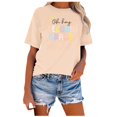 thumbnail image 4 of TSADFHJI Hauts Brillants pour Femmes Manches Longues Mode Décontractée Imprimée Col Rond Manches Courtes Chandail T-Shirt TTG Beige, 4 of 4
