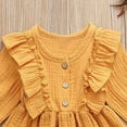 thumbnail image 5 of Splozh Flower Girls Dress Toddler Kids Baby Girl Solid Linen Button Ruffle Party Dress Clothes Yellow,2-3 Years, 5 of 5