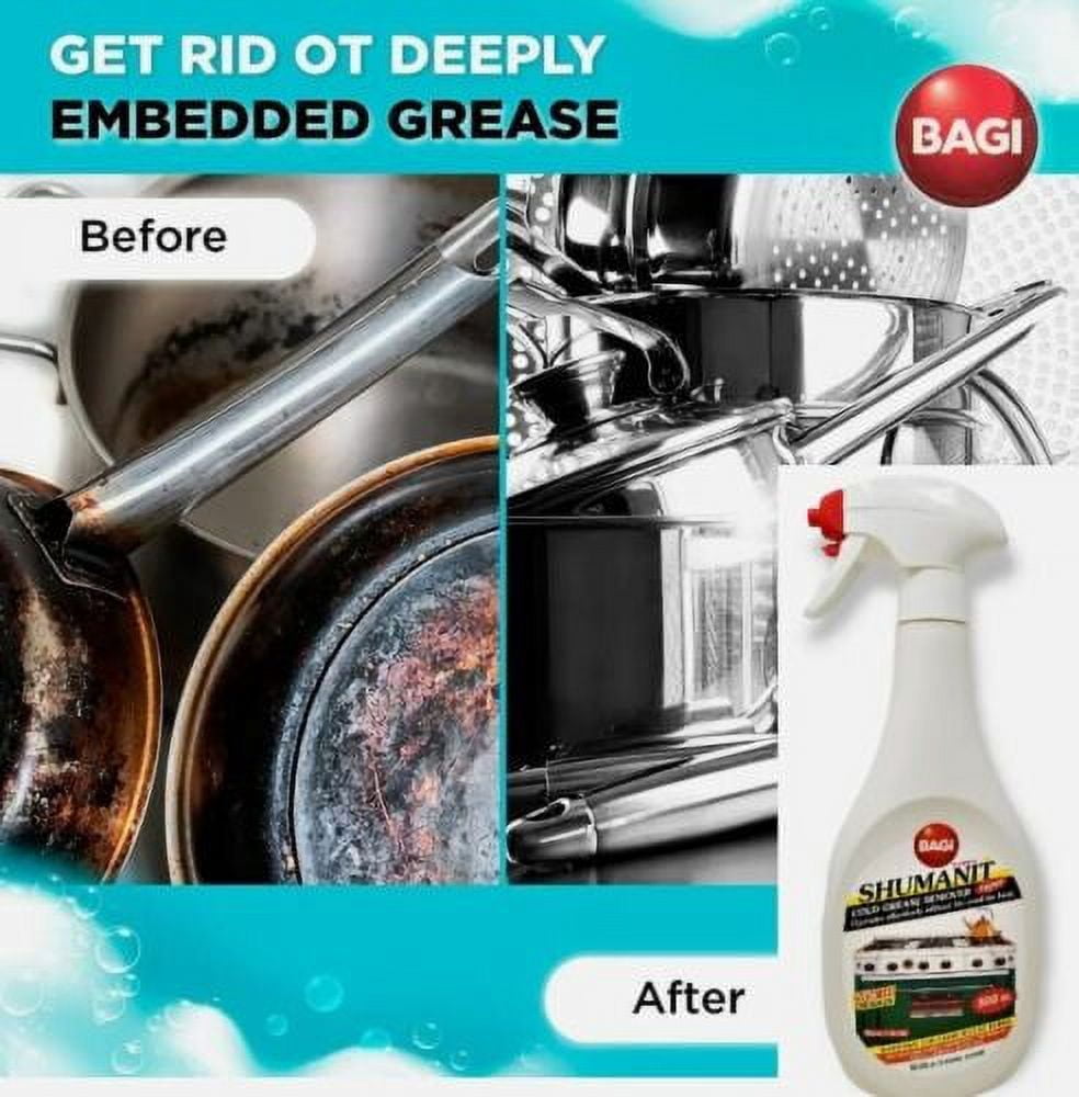 Bagi Shumanit Super Cold Grease Remover 16.9fl.oz (Package May Vary) Pack of 3 + Free Sponge