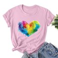 thumbnail image 2 of RKSTN Hauts pour Femmes LGBT Décontractés Coupe Ample Hauts Inspirants Égalité Été Mignon Cœur d'Amour Imprimé Manches Courtes Col Rond Pride Shirt, 2 of 3