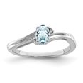 thumbnail image 1 of 925 Sterling Silver Rhodium Plated Diamond and Aquamarine Oval Ring, 1 of 2